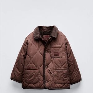 Zara Brown Quilted Kids Puffer Jacket 4t barn jacket